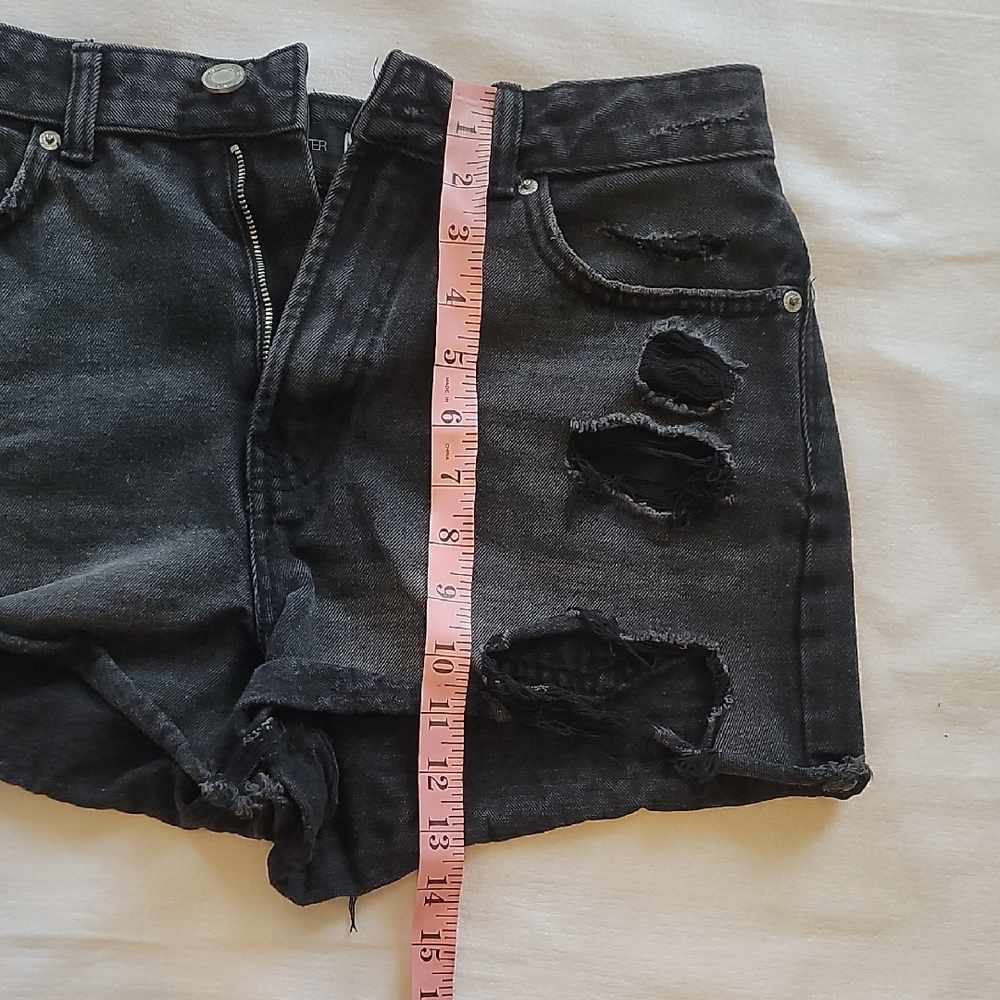 FB Sister Distressed Black Denim Shorts Size M - Picture 2 of 9